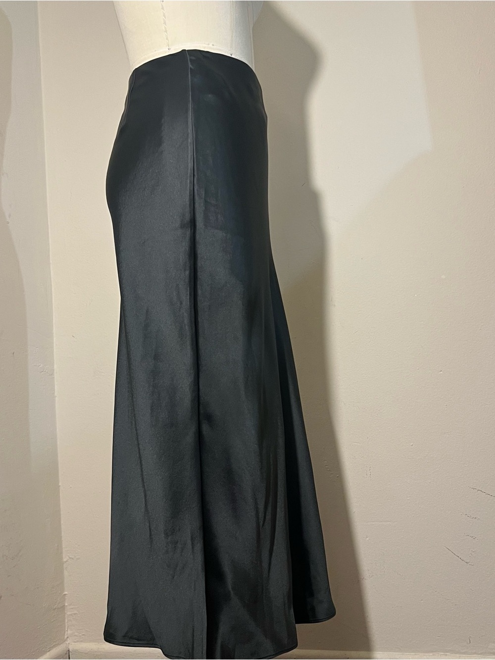 STAUD Satin Bias Midi Skirt in Black - Picture 3 of 5
